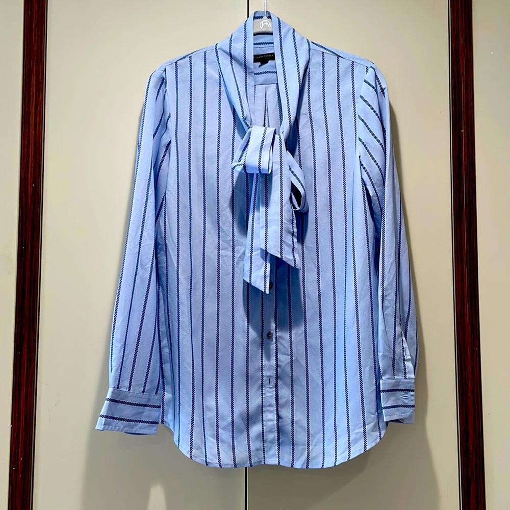 Banana Republic Striped Bow Blouse Sz S